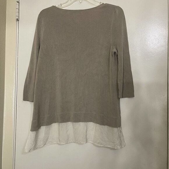 Hugo Boss Tan knit silk hem round neck sweater top size Medium - Picture 5 of 5